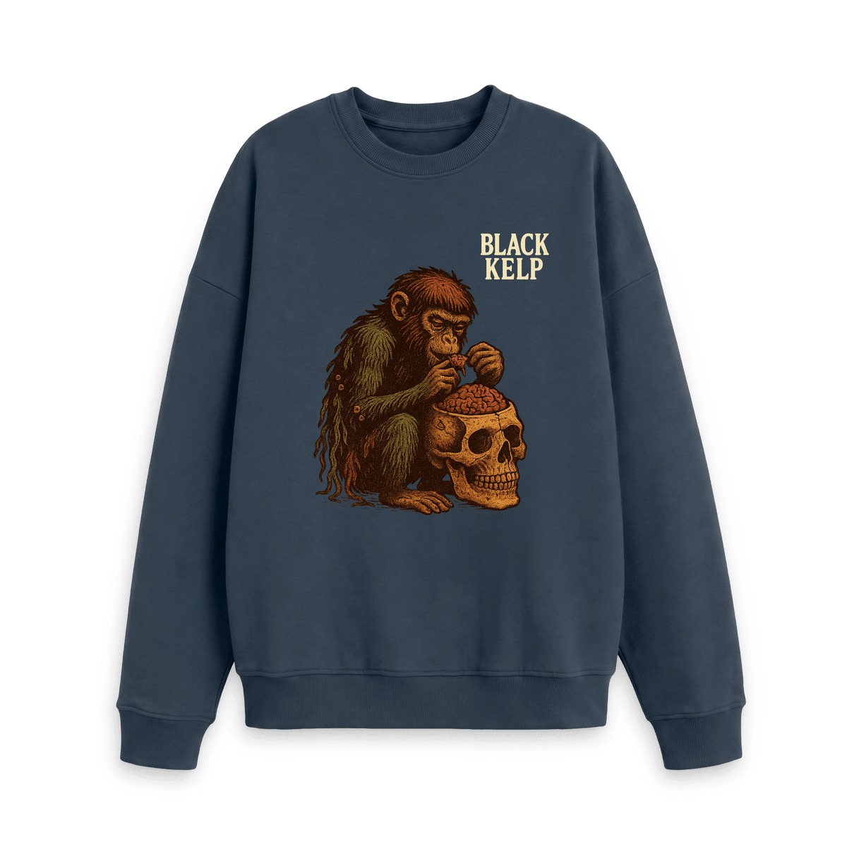 Navy Blue Printed Sweater Front