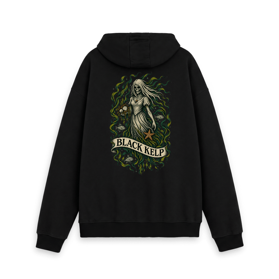 Black Printed Hoody Back