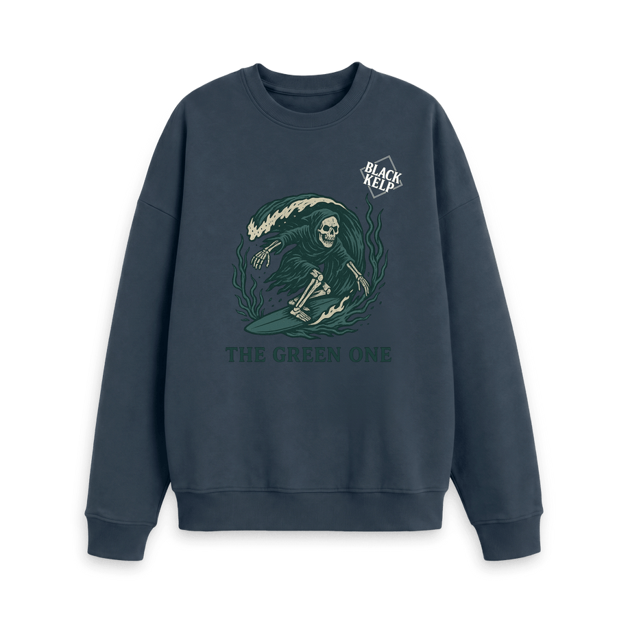 Navy Blue Printed Sweater Front