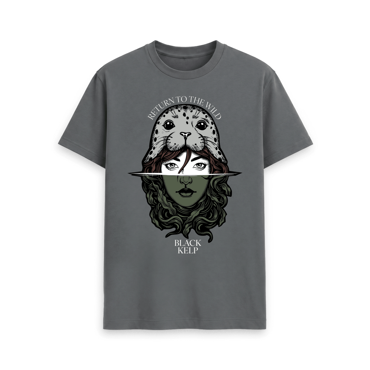 Slate Grey Printed T-shirt Front