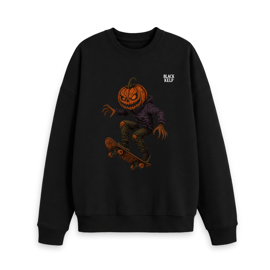 Black Printed Sweater Front