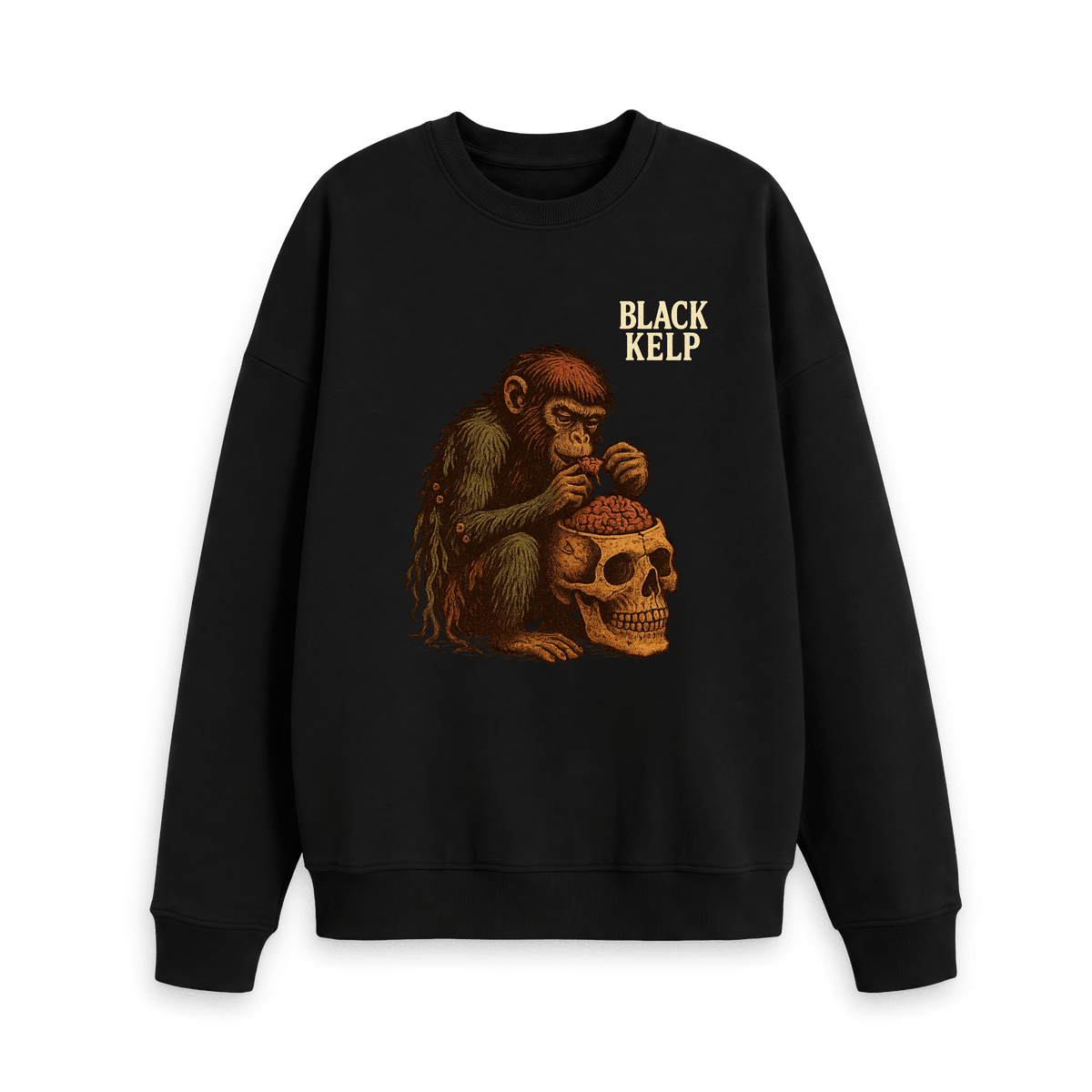 Black Printed Sweater Front