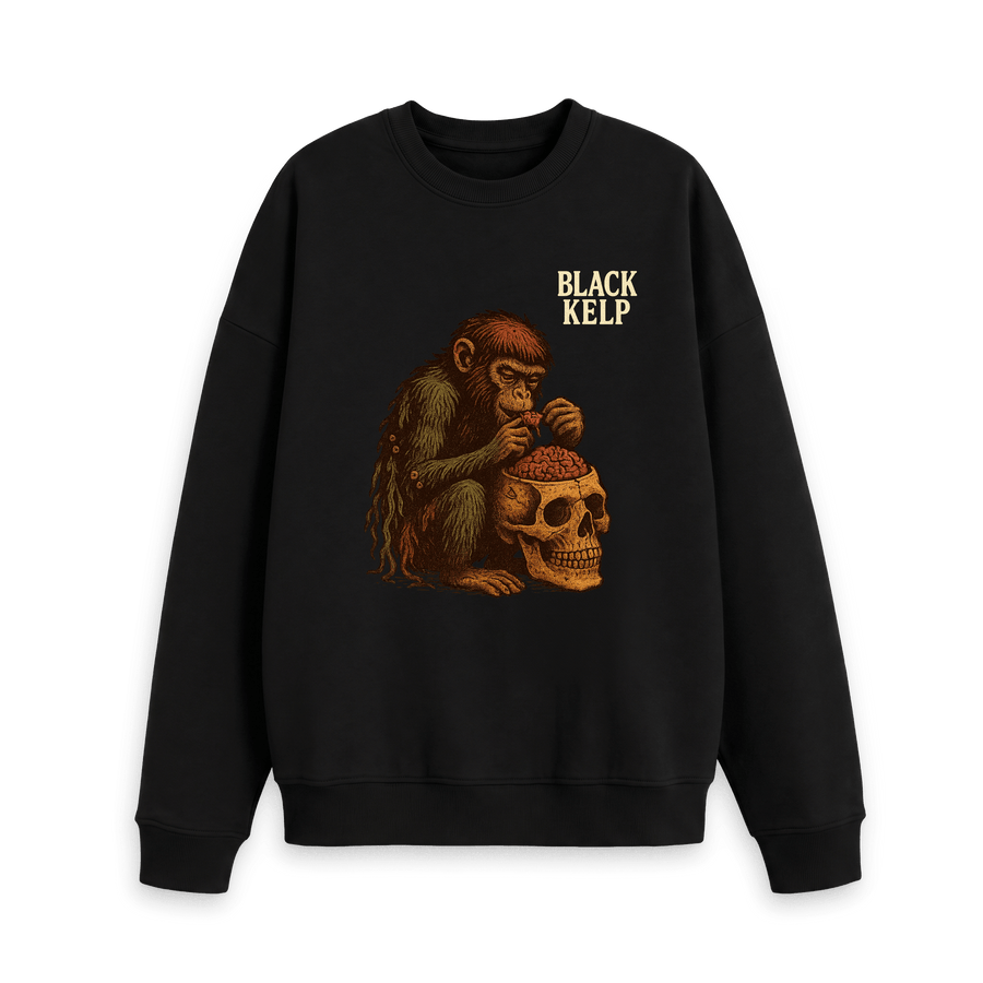Black Printed Sweater Front