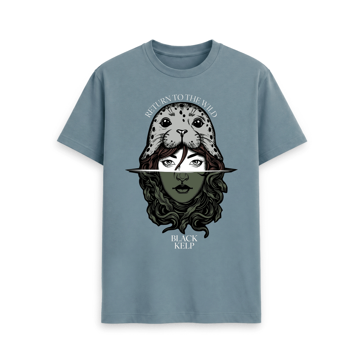 Stone Blue Printed T-shirt Front