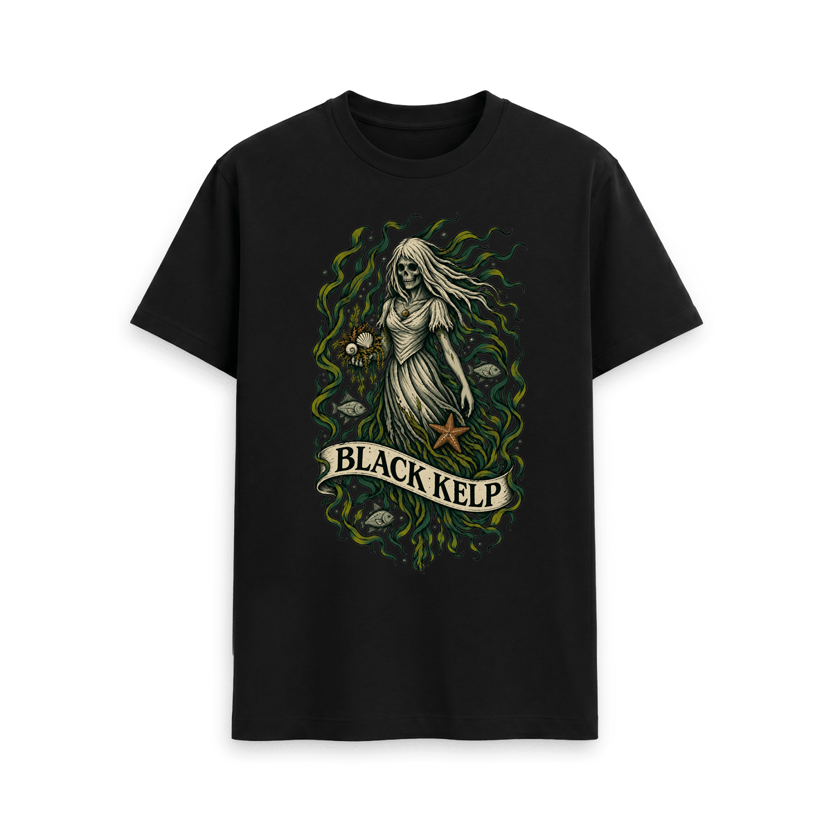 Black Recycled Printed T-Shirt Front