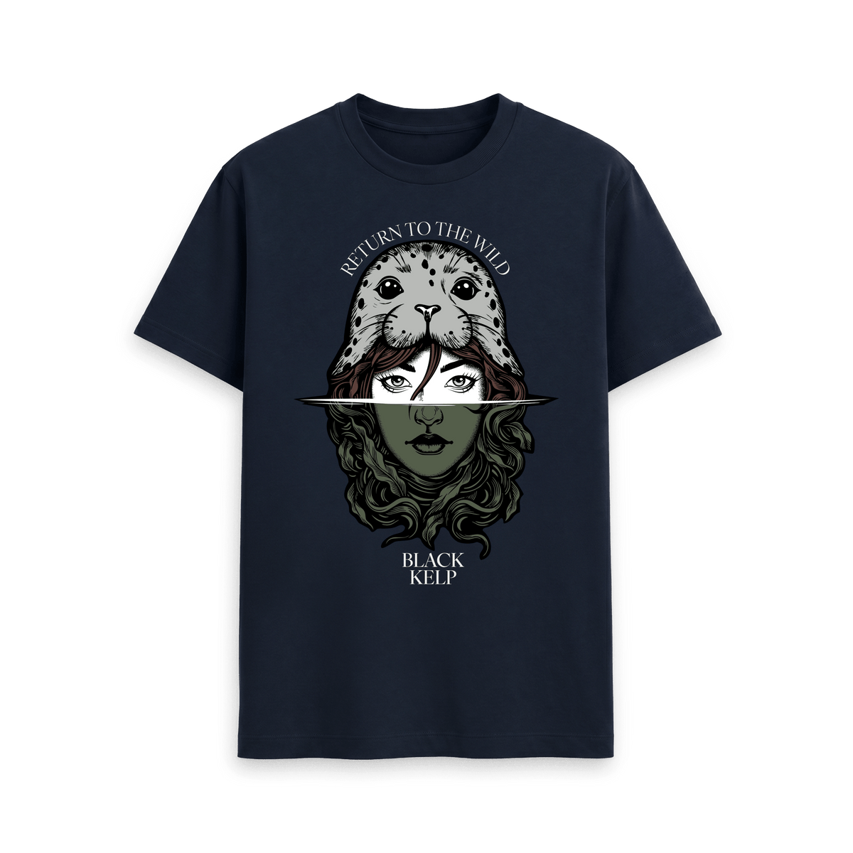 Navy Blue Printed T-shirt Front